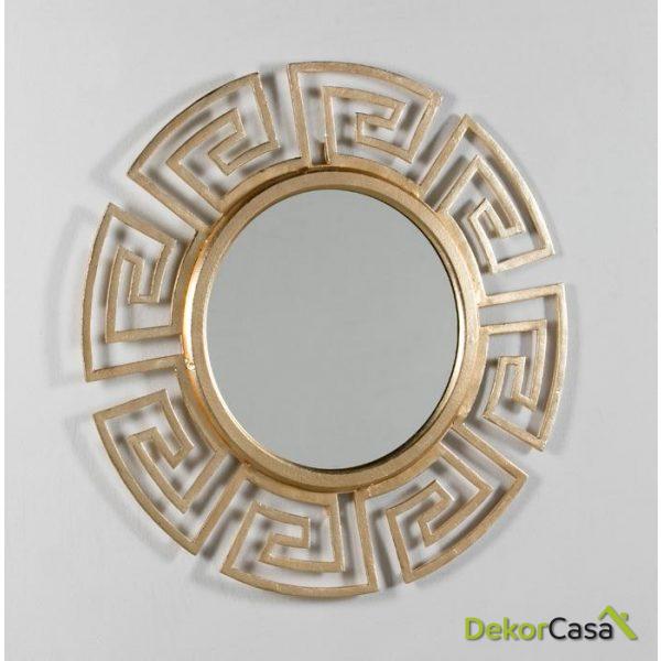 Espejo circular griego dorado