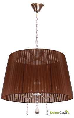 Lámpara de techo colgante brazos pantalla marrón cuero
