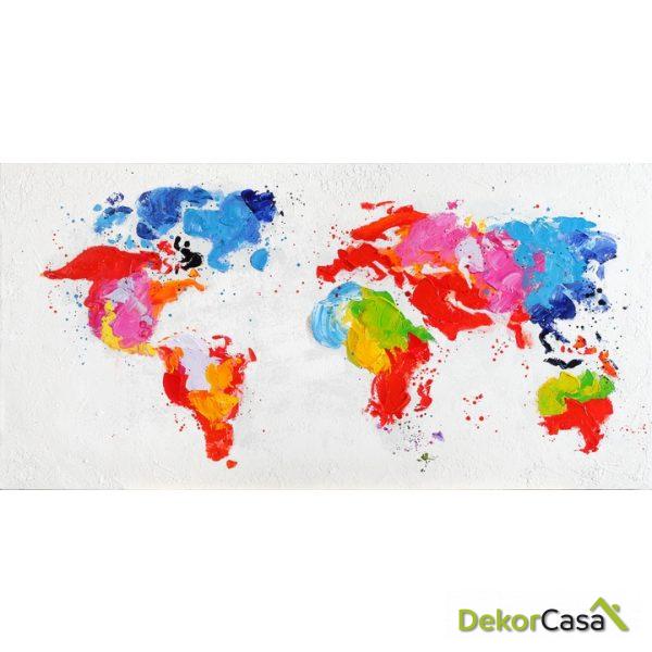Lienzo Mapa del Mundo Colorido