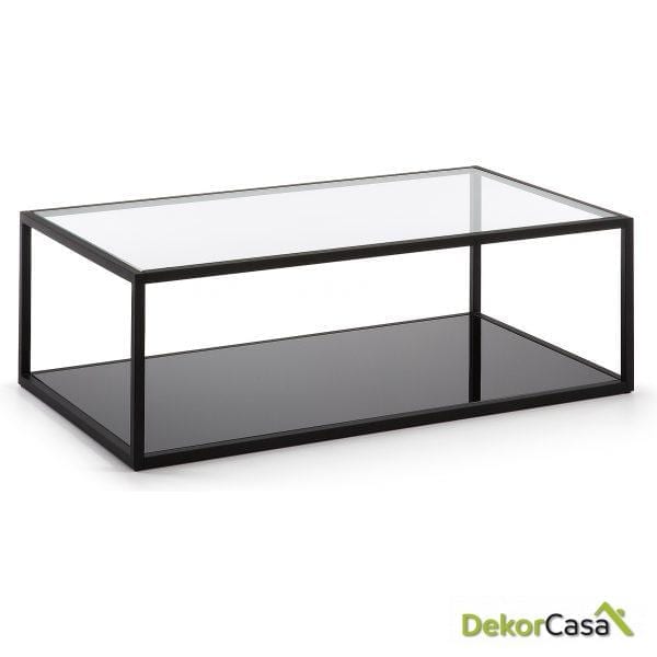 Mesa de centro rectangular greenhill cristal negro tran