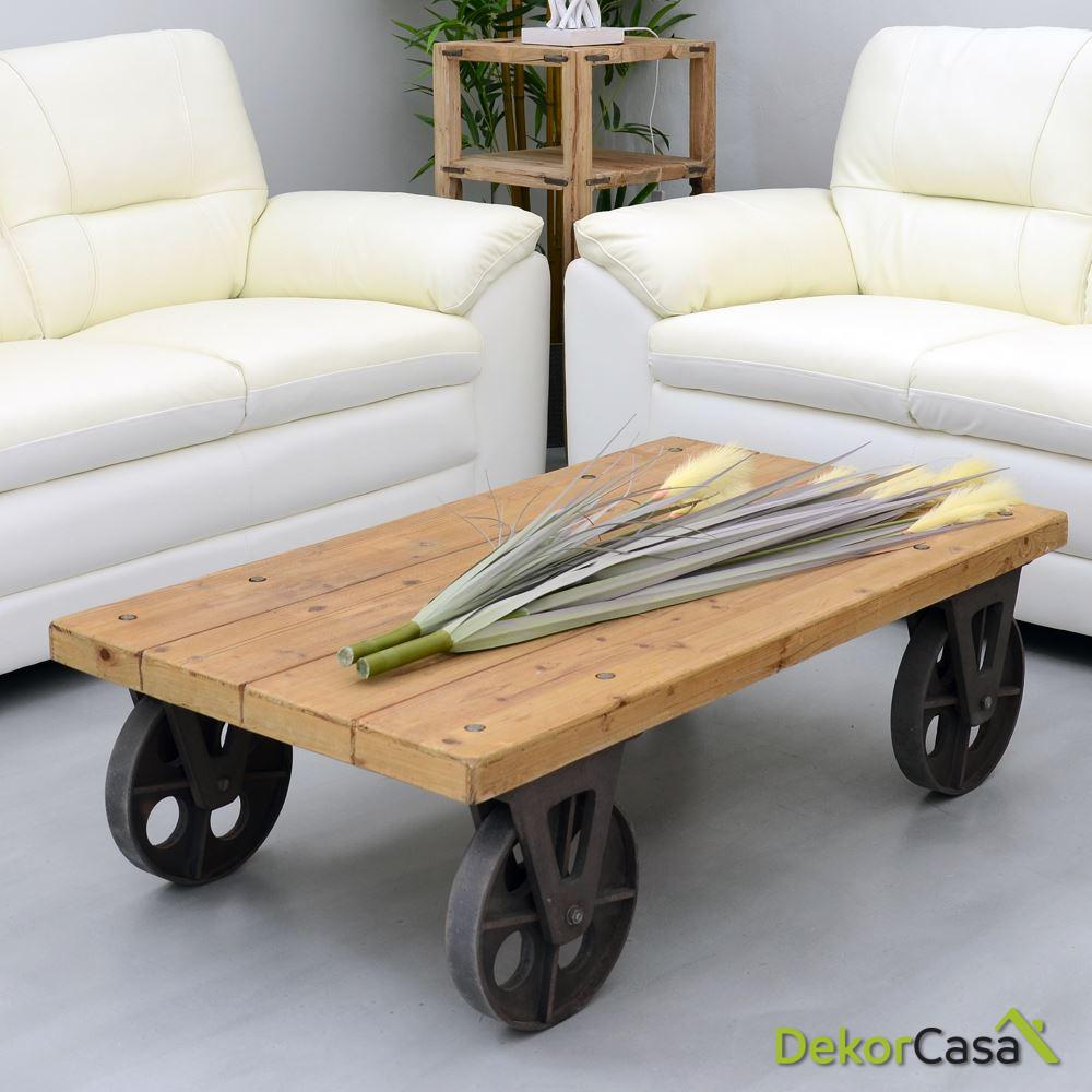 mesa centro con ruedas natural madera 150 x 70 x 36 cm 1