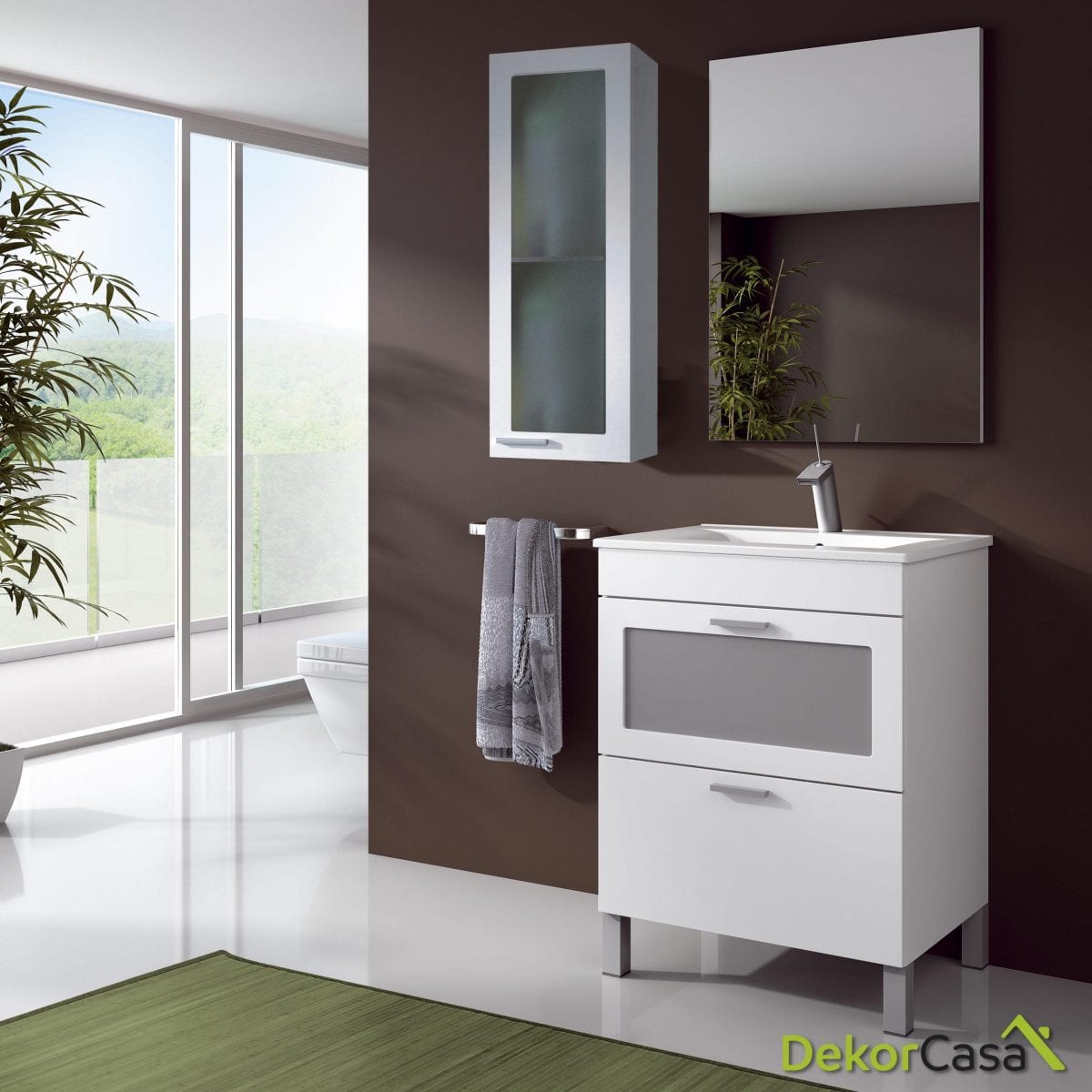 Mueble lavabo 1 Puerta ABATible CON CRISTAL + 1 cajón + espejo + LAVABO