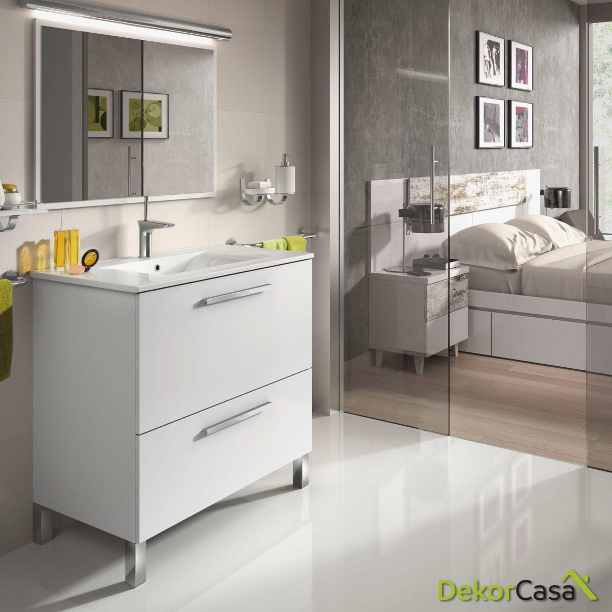 Mueble lavabo 80 x 80 x 45cm + espejo + LAVABO