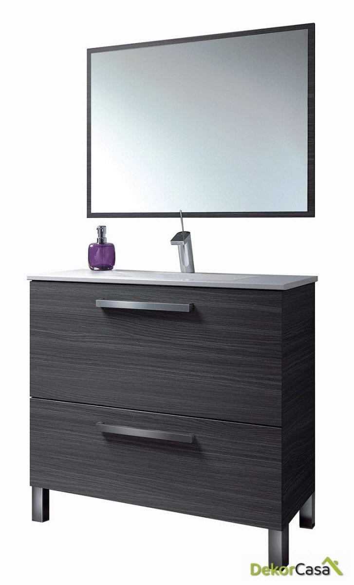 Mueble lavabo GRIS CENIZA 80 x 80 x 45cm + espejo + LAVABO