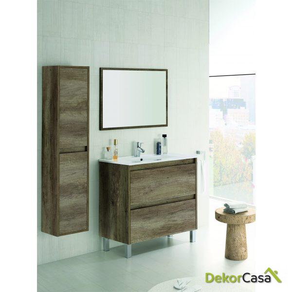 Mueble lavabo 80 de 2 cajones + espejo + LAVABO