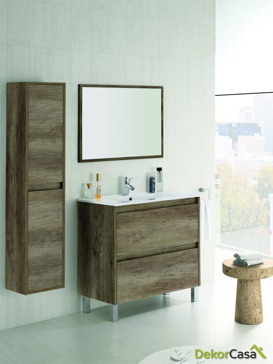 Mueble lavabo 80 de 2 cajones + espejo + LAVABO