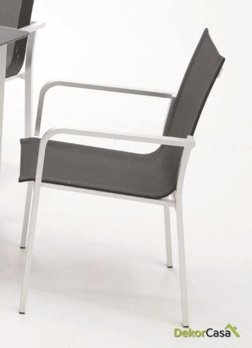 silla aluminio y textilene negro SANTORINI