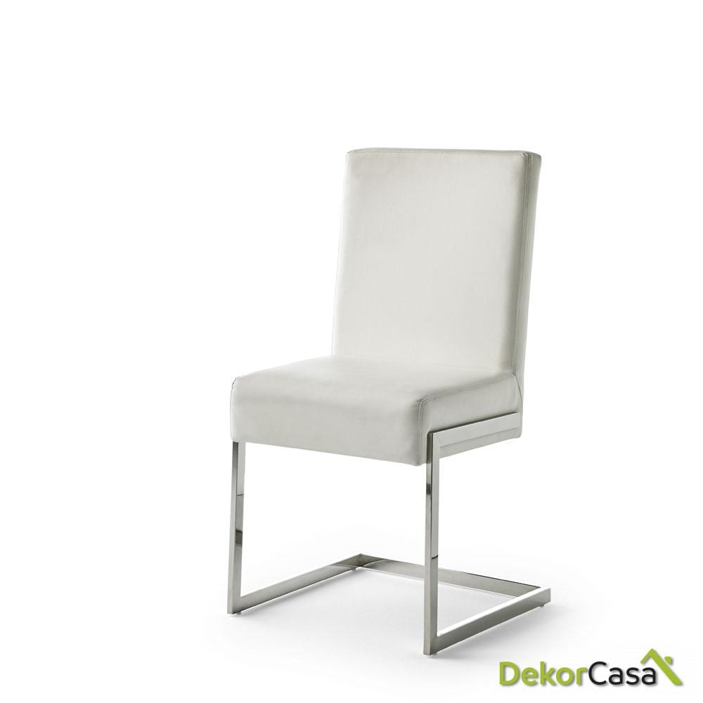 silla blanca tapizada en polipiel ch 1008