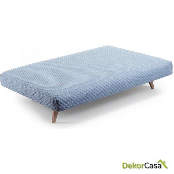 Sofá cama pie madera tela azul claro 195 CM