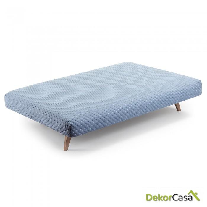 Sofá cama pie madera tela azul claro 195 CM