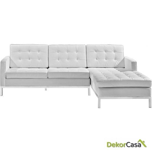 Sofa comodo con cheslong floren simipiel blanco
