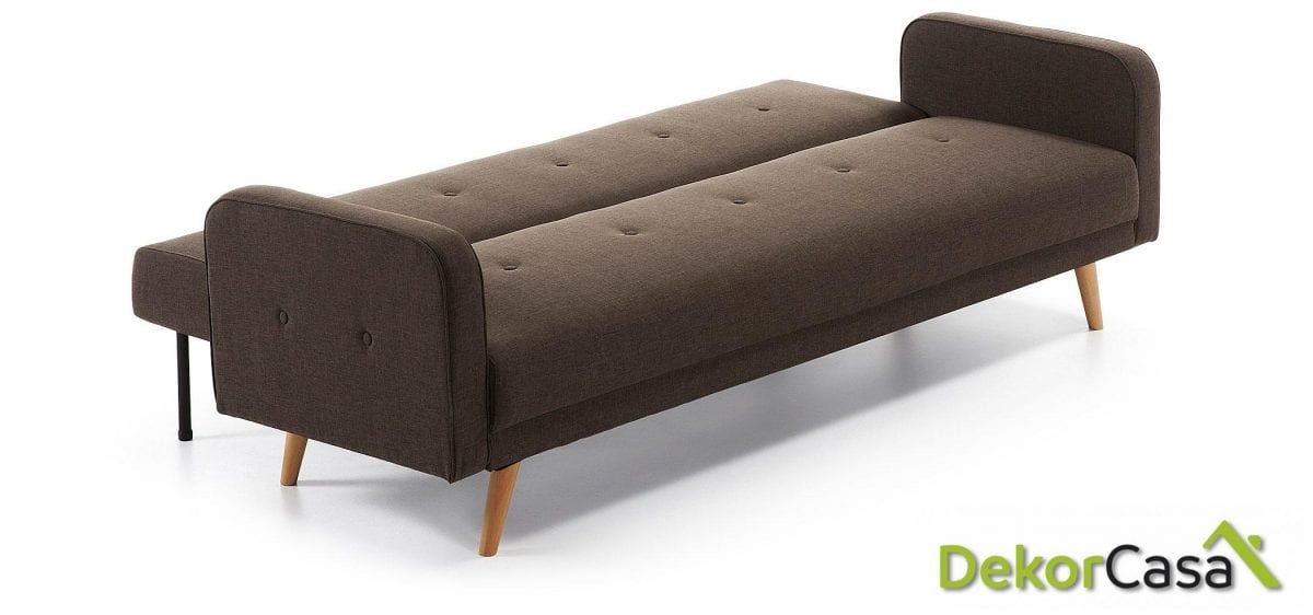 sofa cama roger 210 cm tejido marron oscuro abierto