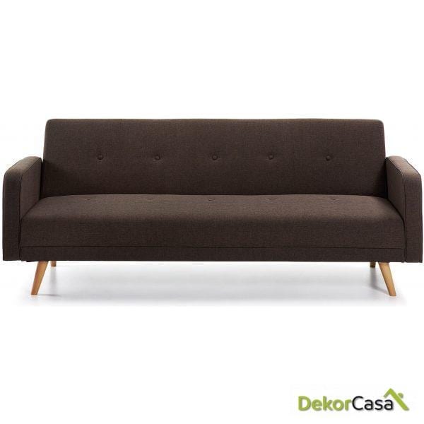 sofa cama roger 210 cm tejido marron oscuro frente
