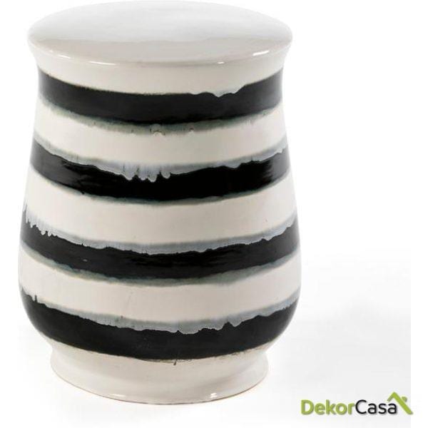 Taburete 34x45 ceramica blanco negro