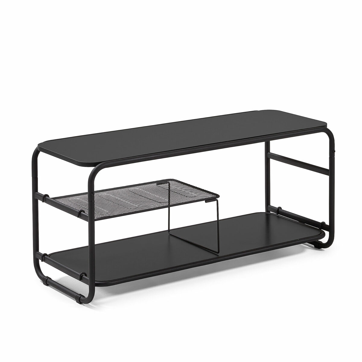 ACADEMY Mueble Tv 98x46 metal negro melamina negro