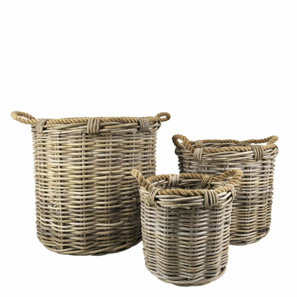Cestas Rattan Kubu Redondas Con Cuerda S/3