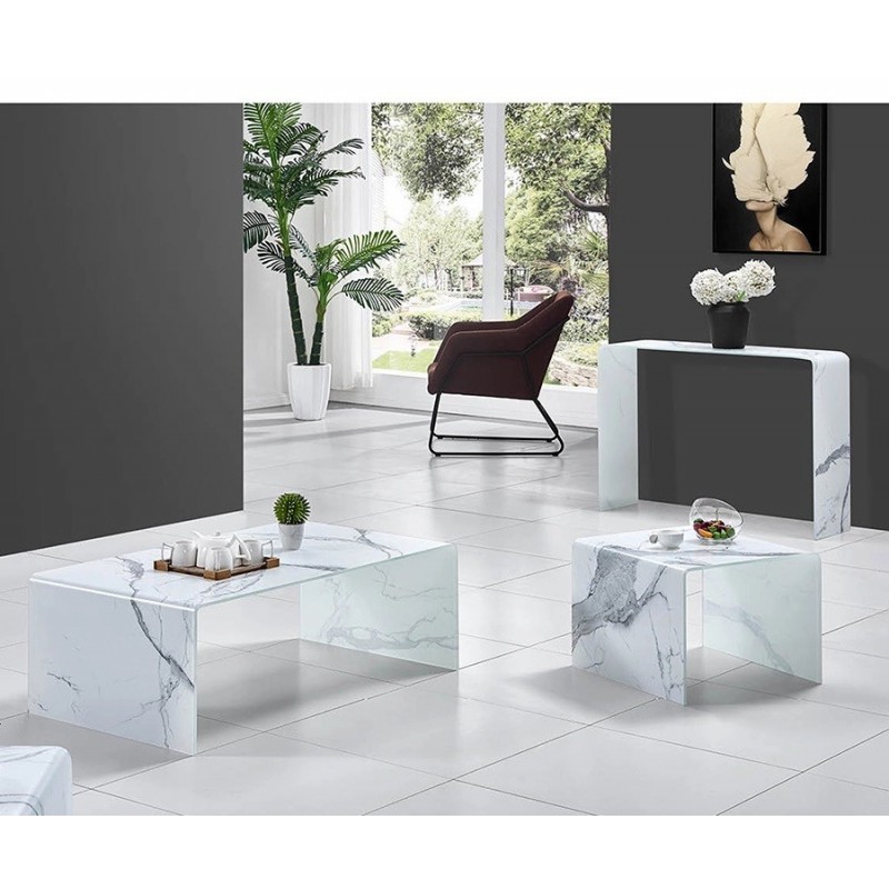 consola marble cristal templado imitacion marmol 100x30 cms 1
