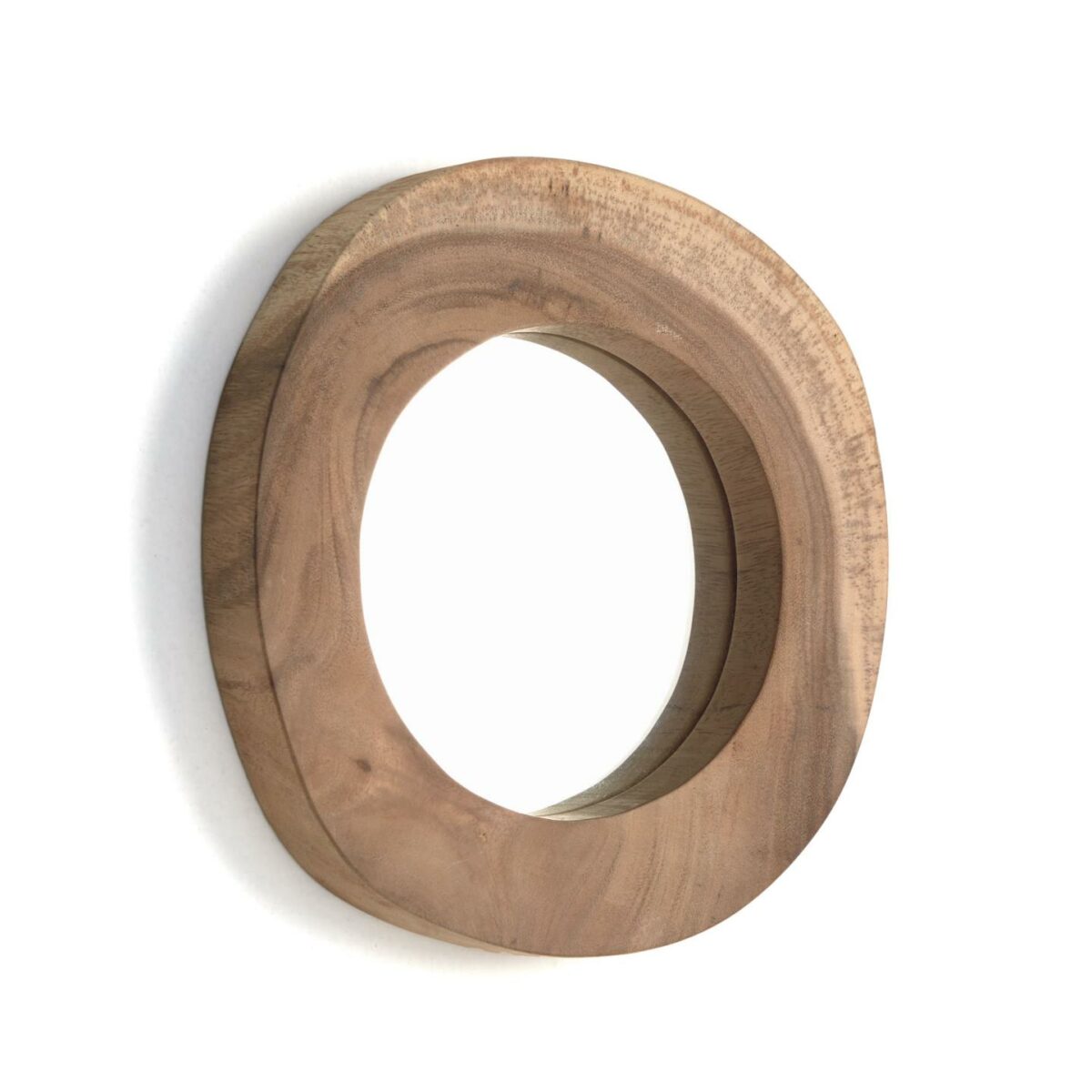 KALB Espejo de madera maciza de teca Ø 28 cm