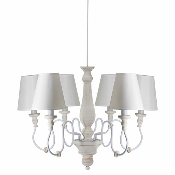 Lampara Techo Madera Seis Pantallas