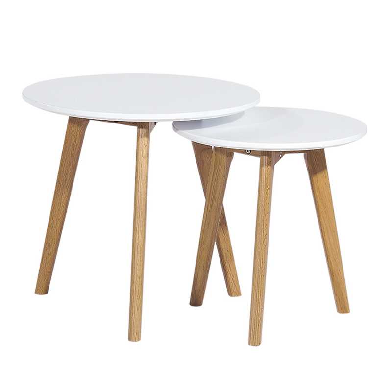 mesa accra nido 2 mesas baja madera lacada blanca
