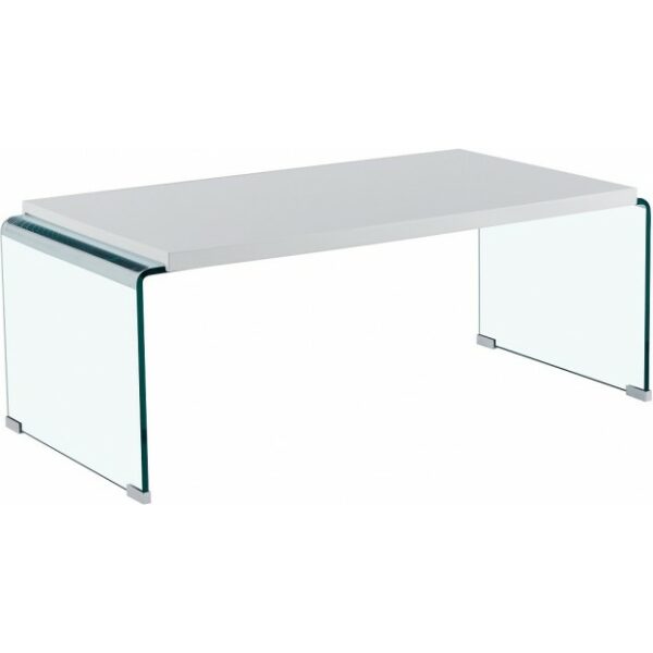 mesa ariston baja lacada blanca cristal 110x55 cms