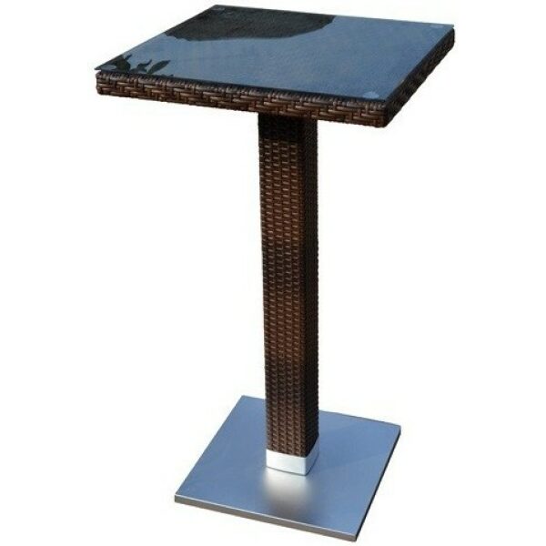 mesa candice alta aluminio ratan chocolate 60x60 cms