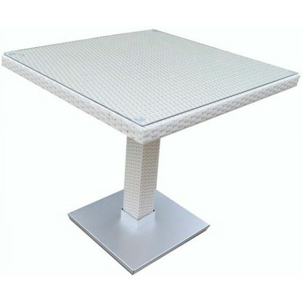 mesa candice aluminio ratan blanco beige 80x80 cms