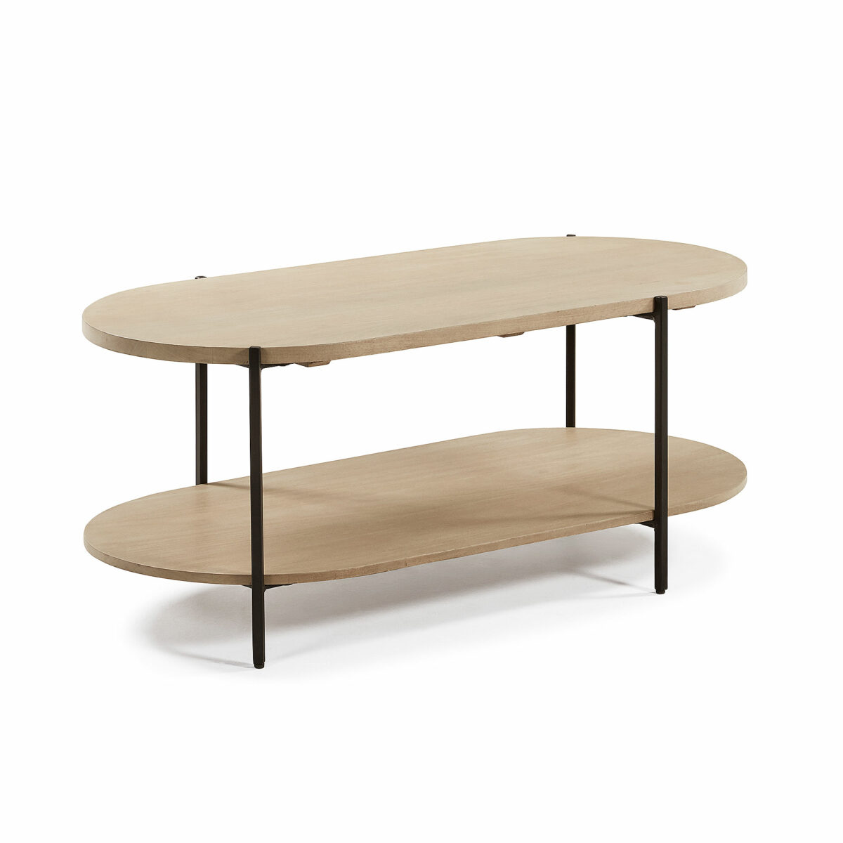 Mesa de centro Palmia 110 x 55 cm madera maciza de mango patas acero acabado negro