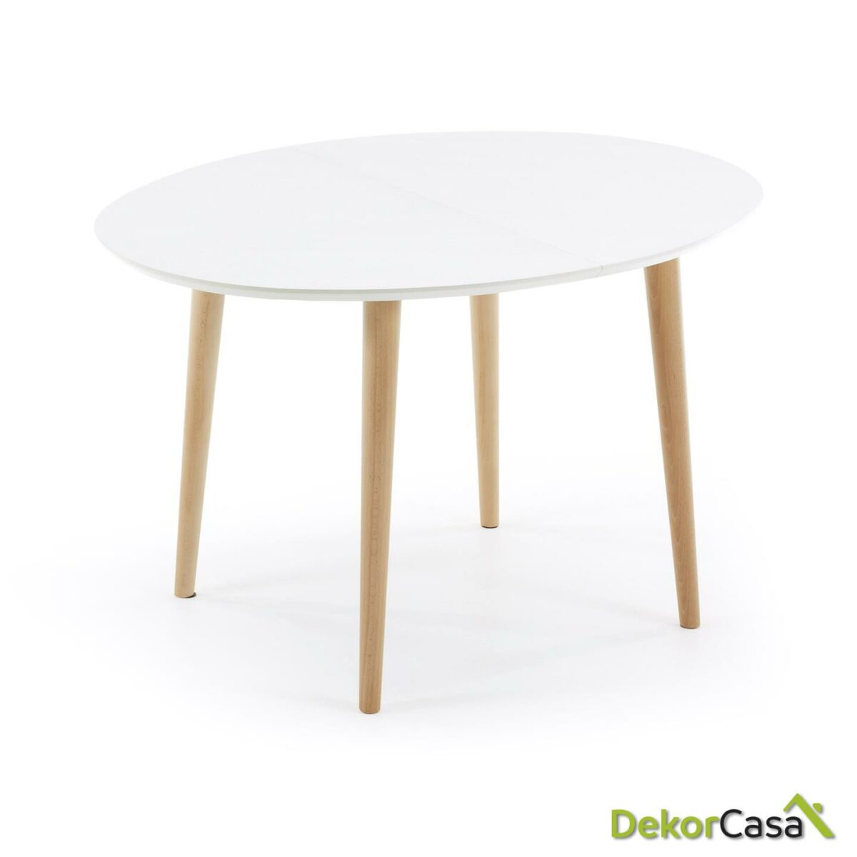 MESA DE COMEDOR OAKLAND Oval 120(200) Ext Madera Nat Lac Mate Blan