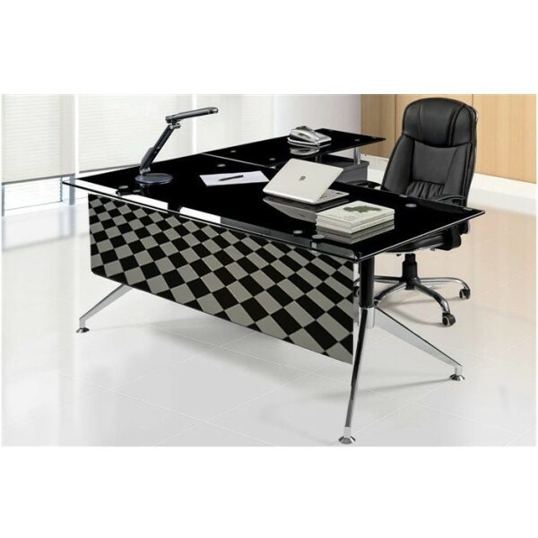 mesa de oficina gort mueble a derecha cristal 160x82 cms
