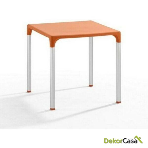 mesa eliana aluminio polipropileno naranja 74x74 cms