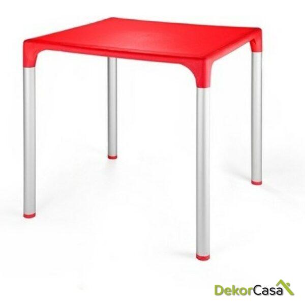 mesa eliana aluminio polipropileno rojo 74x74 cms