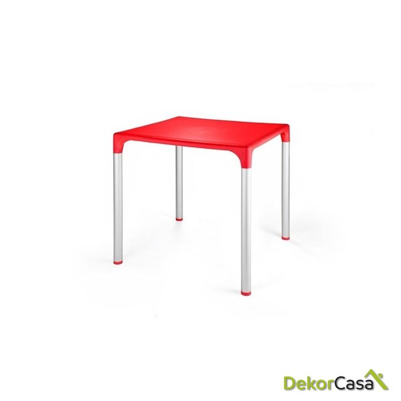 mesa eliana aluminio polipropileno rojo 74x74 cms