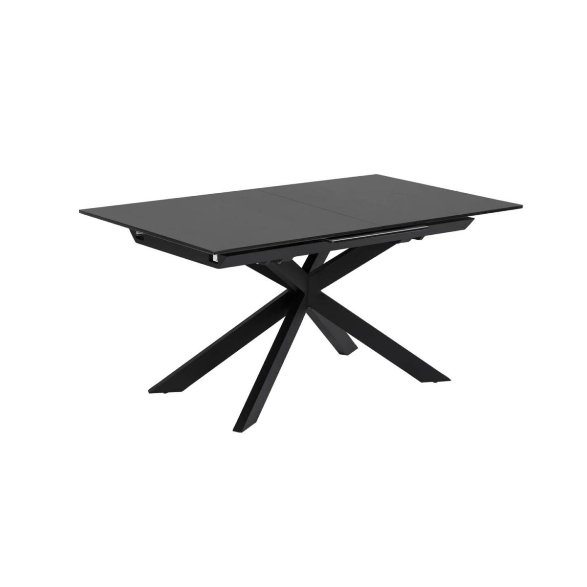 Mesa extensible Atminda de cristal y patas de acero acabado negro 160 (210) x 90 cm