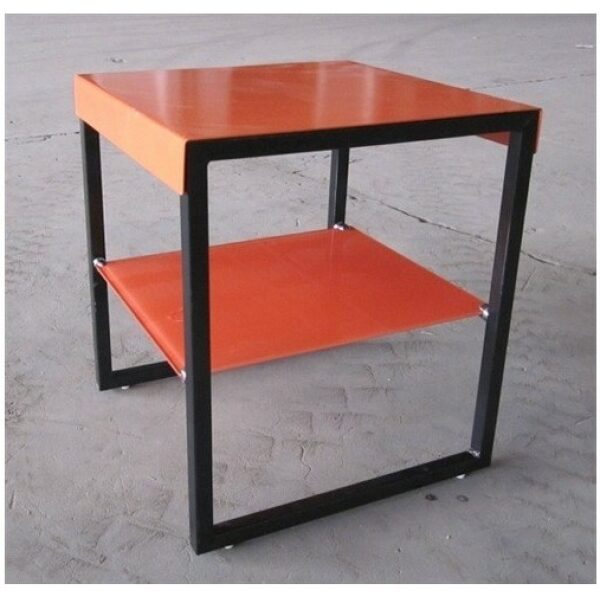 mesa kiha baja multiusos metal y cristal naranja