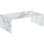 Mesa marble baja cristal imitacion marmol 110x60 cms