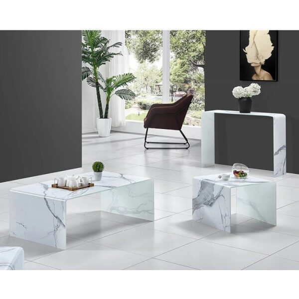 Mesa marble baja cristal imitacion marmol 50x50 cms