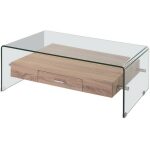 mesa marilyn baja madera cristal 110x55 cms