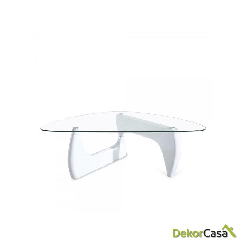 mesa nogu baja lacada blanca cristal 120x70 cms