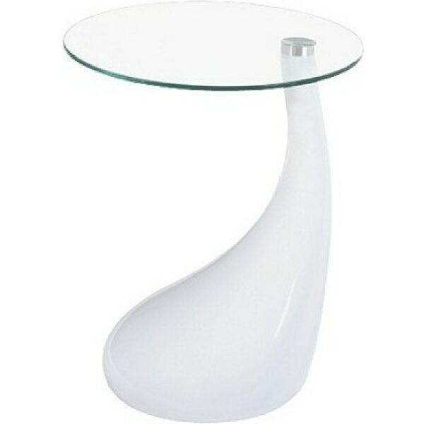 mesa pear new baja blanca cristal 50 cms de diametro