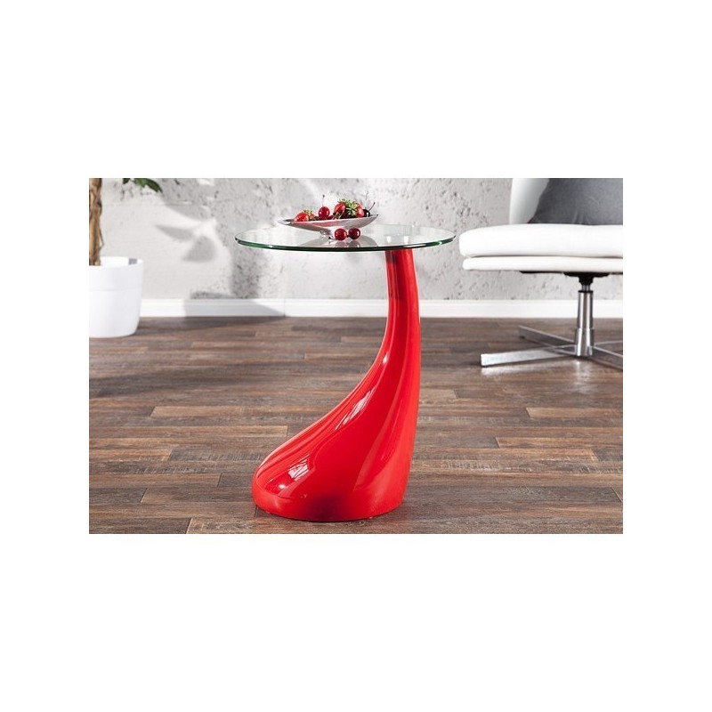 mesa pear new baja roja cristal 50 cms de diametro 2