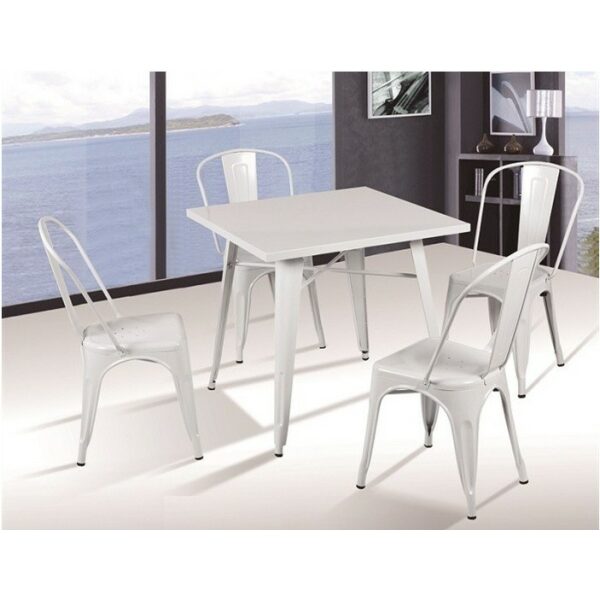 Mesa tol acero blanca 80x80 cms 1