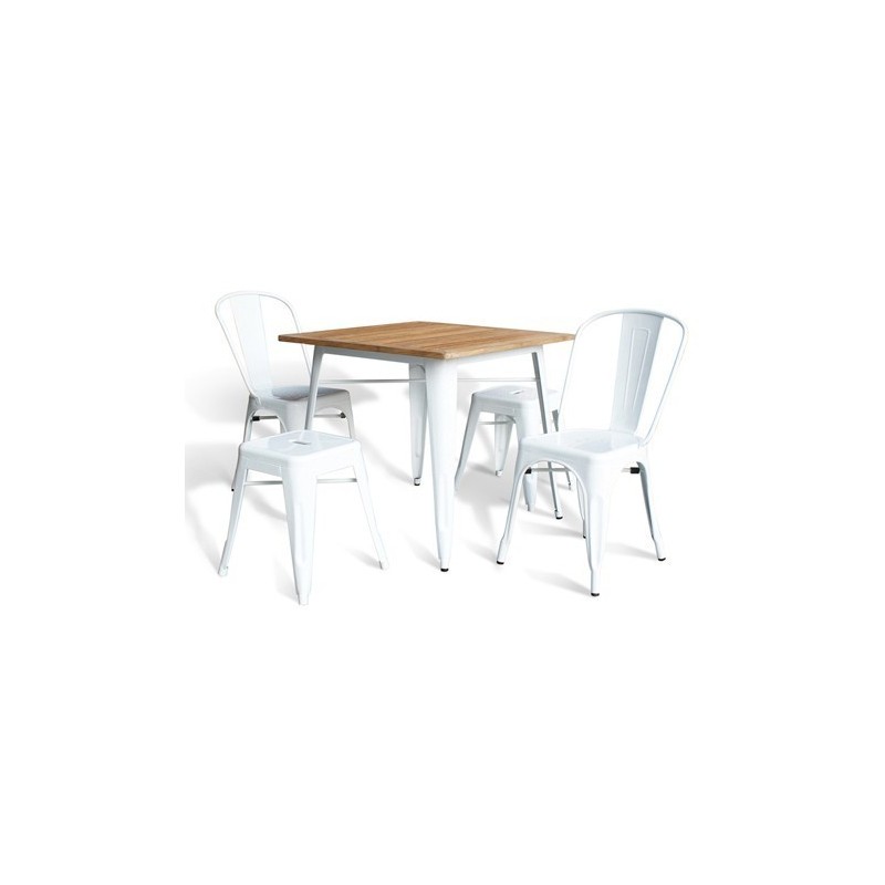 mesa tol acero blanca madera 80x80 cms 1