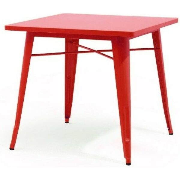 mesa tol acero roja 80x80 cms