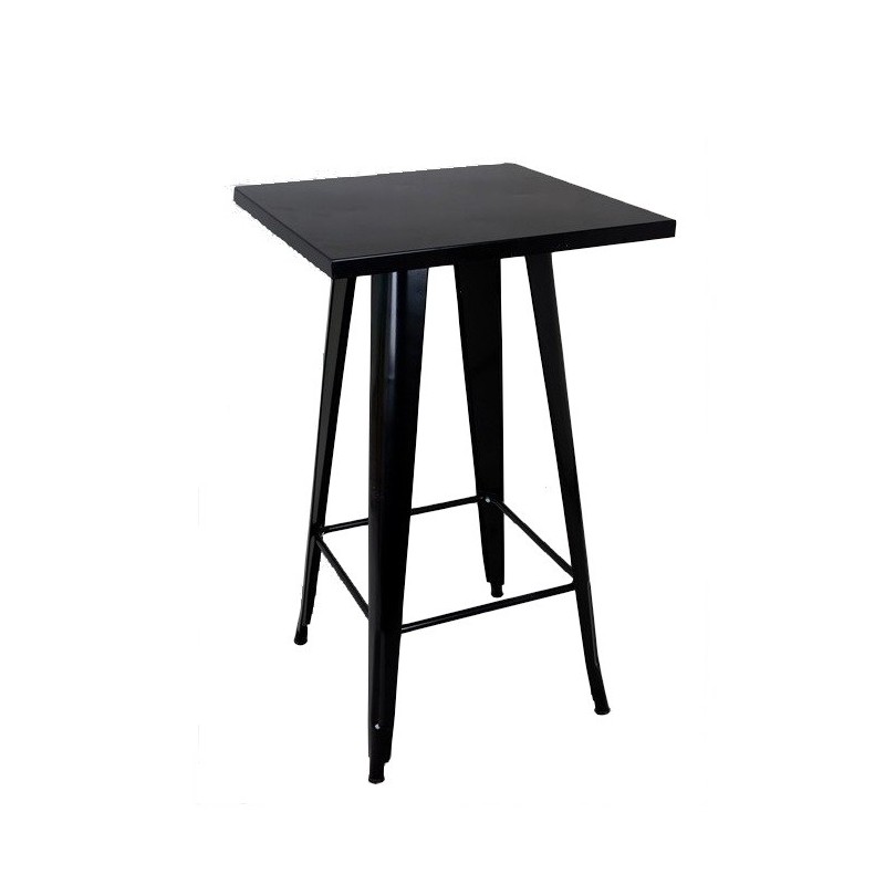 mesa tol alta acero negra 60x60 cms