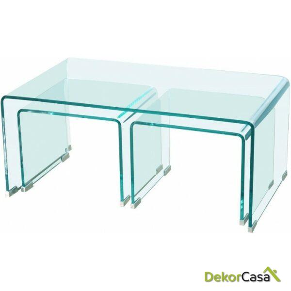 mesa trip nido tres mesas cristal curvado