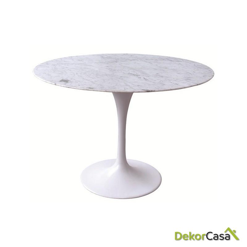 mesa tul aluminio marmol blanco de 100 cms