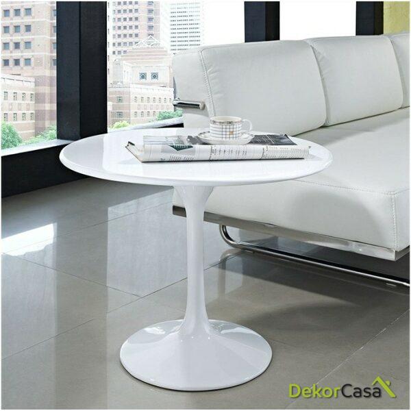 mesa tul baja aluminio lacada blanca 60 cms