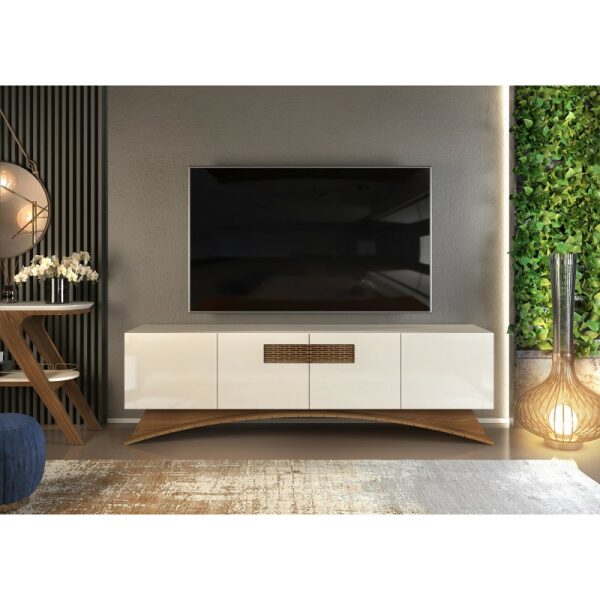 mueble audry multiusos 4 puertas madera gris con roble 180 cms