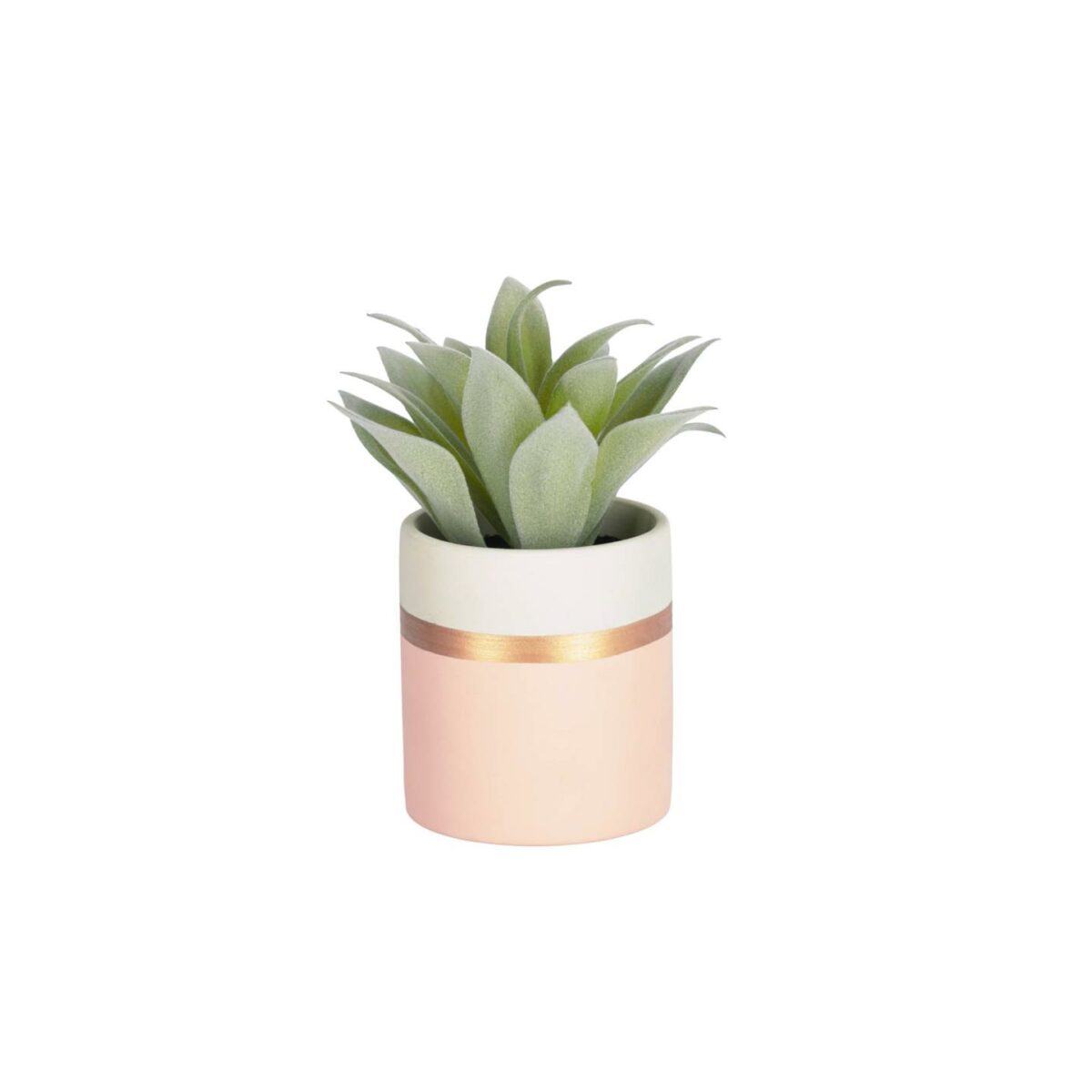 Planta artificial Agave attenuata con maceta de cerámica rosa 14 cm